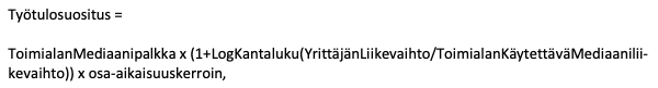 YEL-työtulosuosituksen laskentakaava